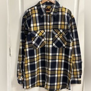 FiveBrother Yellow Blue Plaid Flannel Shirt Work Wear Heavy Men’s XL Tall NWOT